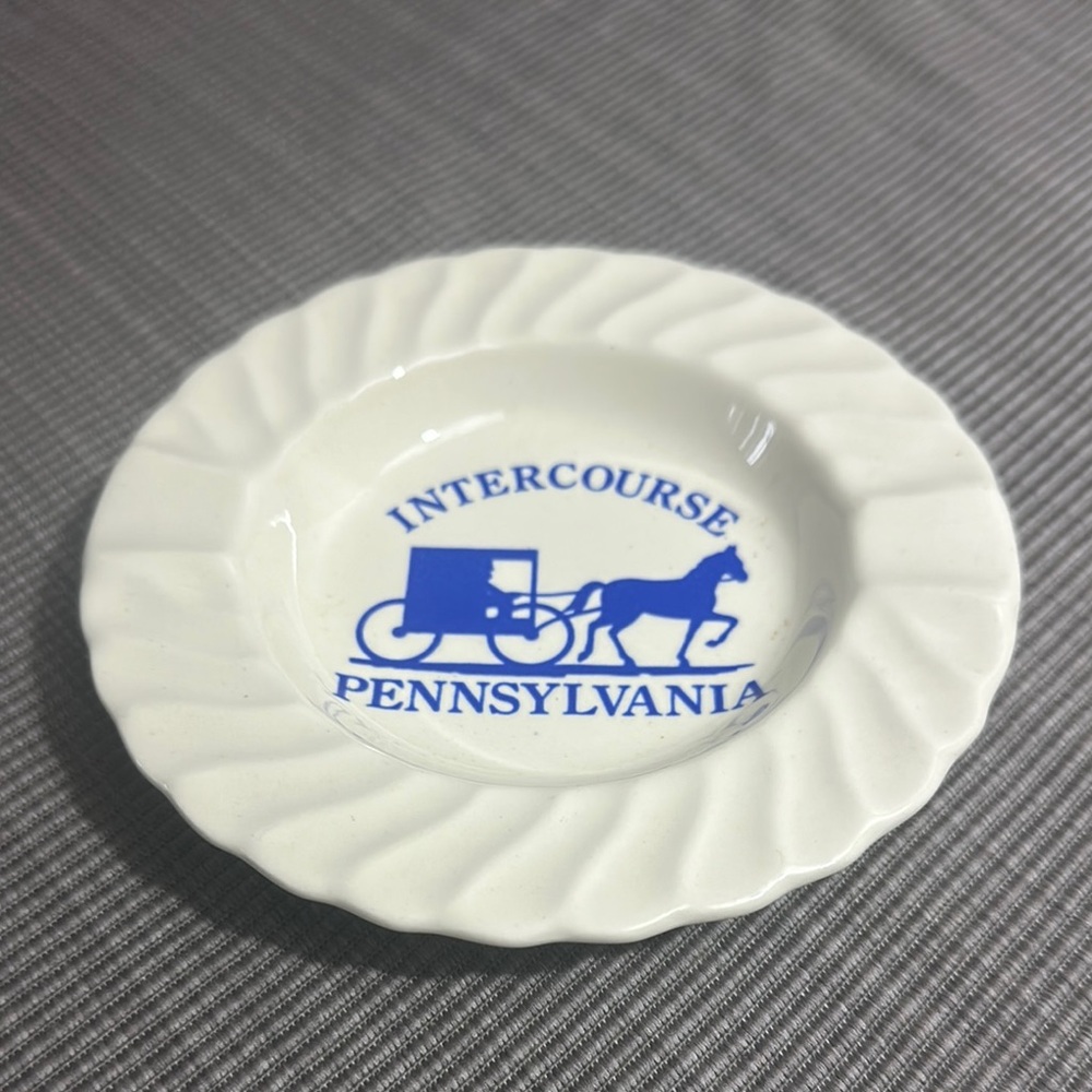 Intercourse Pennsylvania White Ashtray